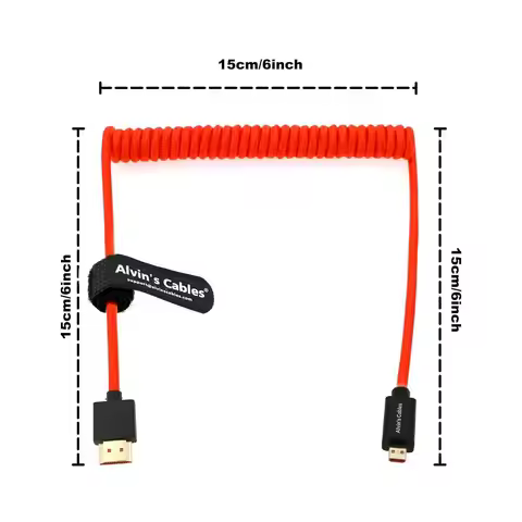 8K 2.1 Micro-HDMI to Full HDMI Braided D to A Coiled for Atomos-Ninja-V Canon-R5C R5 R6 Sony A7RIII