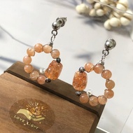 金太陽石貔貅小神獸耳環 鋼耳針 招財飾品 太陽石手作耳釘