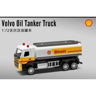 CCA 1/72 Volvo FM Shell Oil Tanker Trailer Truck Volvo Shell Truck Yellow Diecast Car Model (11cm)