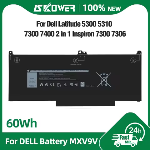 42Wh OG74G 60Wh MXV9V Battery for Dell Latitude 7300 7400 5300 5310 5300 5310 2-in-1 Inspiron 7306 0