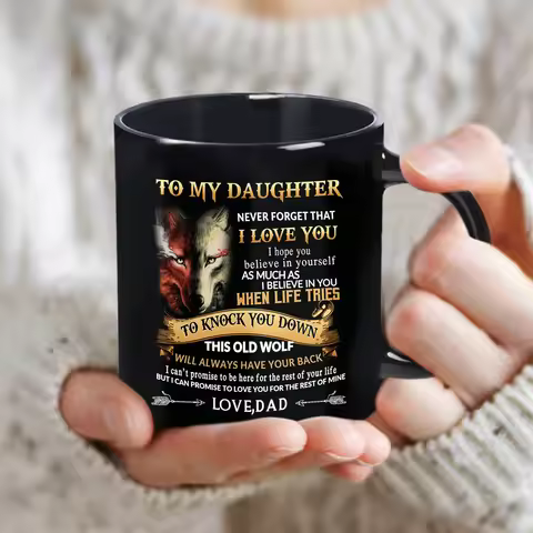 1pc, Daughter Coffee Cup, To My Daughter Mug, Daughter Gifts from Dad, 11OZ Ceramic Coffee Mug,