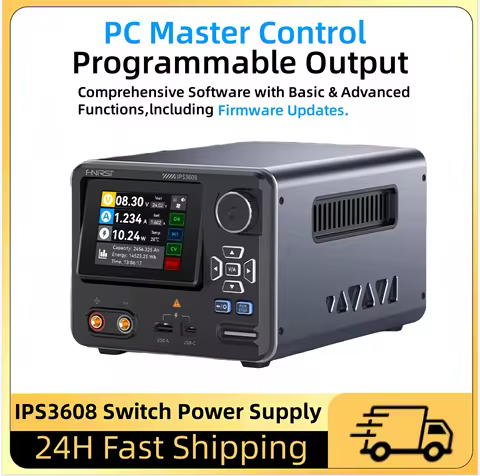 FNIRSI IPS3608 Intelligent Lab Tool with Curve Display, 36V 8A 285W, USB PD/QC Fast Charging Output,