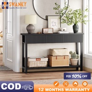 Modern Console Table Entryway Table with 3 Drawers and Open Storage Shelf for Living Room Foyer and 