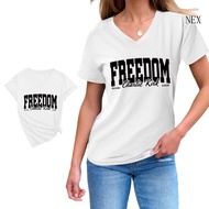 NEX Women's Freedom T-shirt - Charlie Kirk Design | American Patriotism | Summer Short Sleeve V-neck
