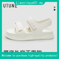 UTUNE Womens Sandals Strip Beach Style Sandal Casual Soft Sole Non-Slip Flat Women's Shoes