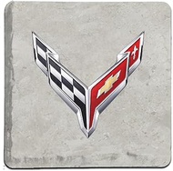 C5, C6, C7, C8 Corvette Logo Stone Tile Coasters (Individual) 4"x 4" - Officially Licensed by GM (C8