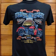 3D Harley whiskey shirt, thin fabric, round neck, black, no side seams. Single sewn men's, windage, 