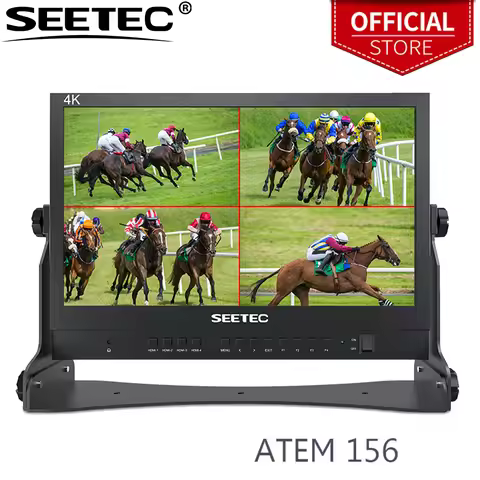 SEETEC ATEM156 15.6 Inch Live Streaming Broadcast Director Monitor with 4 HDMI Input Output Quad Spl
