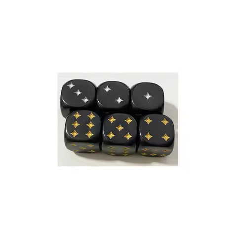 6Pcs/Lot 12mm D6 Dice Black With Star dot for Funny Party Club Pub Board RPG Playing Game Accessory 