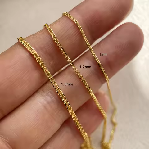 40-50cm 1.2mm 925 Sterling Silver Gold Color Chopin Chain Necklace Women Girls Baby Italy Jewelry Ko