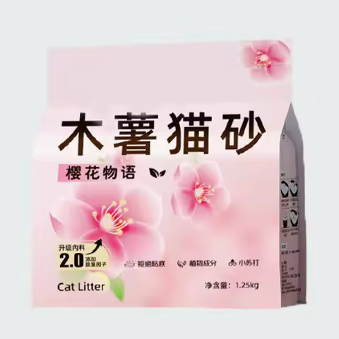 Pet Cassava Cat Litter, Plant-Based Deodorizing, Nearly Dust-Free, Mixed With Tofu Sand And Bentonit
