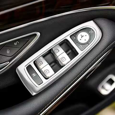 Door Window Lift Glass Panel Frame For Mercedes Benz S Class W222 2014-2020 Carbon Pattern Trim Inte