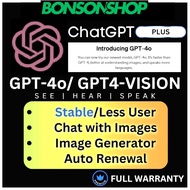 [ChatGPT] GPT4 & GPT4o I GPT Plus Plan I Less User Account I Plus Plan Auto Renewal I Fast Delivery