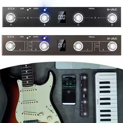 M-VAVE Chocolate Plus For MIDI Footswitch Controller Rechargeable 4 Buttons For MIDI Controller Peda