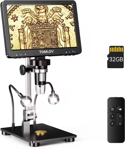 TOMLOV DM9 Pro HDMI Digital Microscope 7'' IPS Screen Microscopes 1200X Entire Coin View 16MP Profes