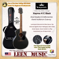 Kepma A1C (Black Matt/Gloss) - AA Grade Sitka Spruce Top Acoustic Guitar -  41' Inch Grand Auditorium Shape Good Craftsmanship Quality and Resonance Free Kepma 13mm Thick Thick Padded Bag