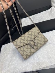 GUCCI Dionysus 虎頭扣 鏈條包單肩包 烏木色
