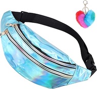 Bum Bag Women's Silver, Fashion Glitter Belt Bag, Adjustable Waterproof Sports Waist Bag, 80s Carniv