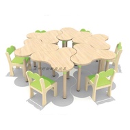 Solid Wood Table Chair Month Kindergarten 3ew1 Desk Children's Set Round Oak Multi-Layer Combination