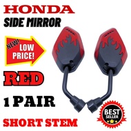 HONDA BEAT FI | RED FIRE SIDE MIRROR FOR MOTORCYCLE | 1 PAIR HONDA STOCK SIDE MIRROR SHORT STEM | HEAVY DUTY  AND HIGH QUALITY SIDE MIRROR | COD