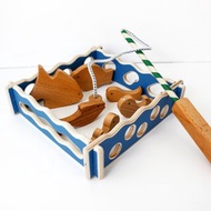 木製磁性釣魚玩具 6 條魚，玩釣魚游戲 - 蒙台梭利玩具