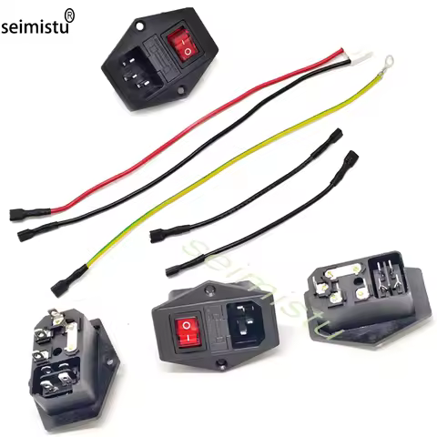 2pcs JAMMA Switched Power Socket Connector AC 250V 10A Fuse IO Switch Plug Coin Pusher Pinball Arcad