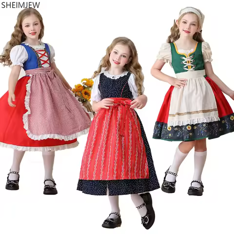 Children's Munich Carnival Dress Oktoberfest Girls Costume Classic Alpine Country Girls Parade Costu