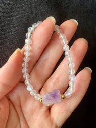 玻璃體月光石原礦紫水晶手串手鍊