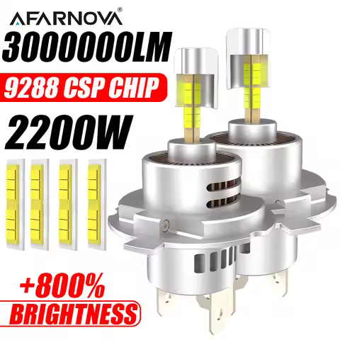 3000000LM 360 Degree H4 LED Car Headlight Bulbs 6000K White Canbus 2200W CSP Turbo Fan High Low Beam
