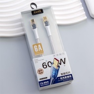Kasni CS-859 Fashionable Transparent LED Light Braided Wire TYPE-C-C Interface 6A Flash Charge Data 