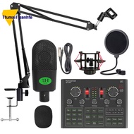 2022K18 Condenser Microphone Set with V9X PRO Live Sound Card, for Computer Karaoke Studio Recording