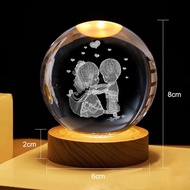 3D Combo Crystal Ball Glowing Light, Birthday Gift, Souvenir, Meaningful Girlfriend Gift