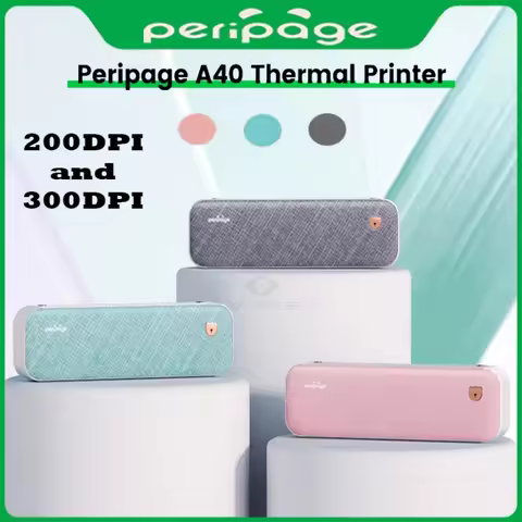 Peripage Portable A4 Printer Mini Inkless Thermal Paper Wireless Bluetooth Phone Photo Size A40