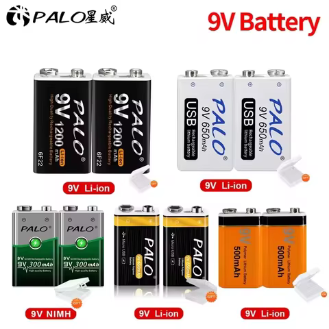 9V Rechargeable Battery Lithium Li-ion 9 Volt 6F22 Ni-MH Ni MH 9V Crown Battery for Multimeter KTV M