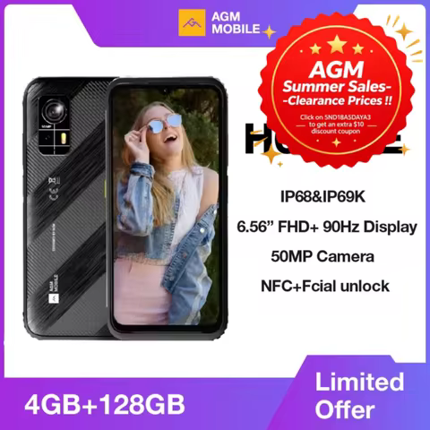 AGM H6 Lite Rugged Smartphone,4GB + 128GB,50MP Camera, 6.56 "HD+ IPS Display, IP68, IP69K, 4900mAh,