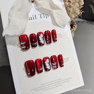 Elegant New Year Red Makeup Bridal Nails Exuding Vintage Charm for Spring Festival s123War armor10Dr