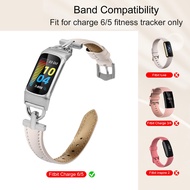 Suitable for Fitbit charge6 Genuine Leather Strap Fitbit charge5 Fashion Metal Leather Strap fitbit 