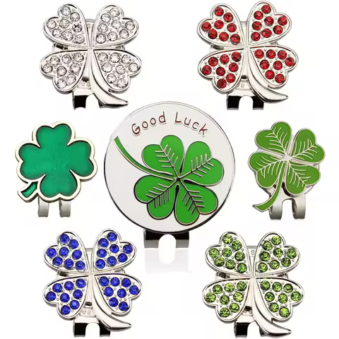 Golf Ball Markers 7 Kinds Lucky Leaves Four Green With Magnetic Hat Clips Green Good Luck to You Bea