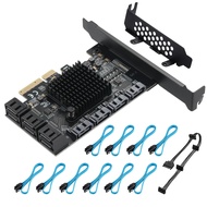 PCIE 4X SATA Card 10 Ports,with 10 SATA Cables and Low Profile Bracket, PCIE to SATA 3.0 6 Gbps Cont