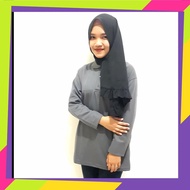 Women's Long Sleeve Gray Collar T-Shirt / Women's LongPOLO / hijabPOLO Women's Long Sleeve Collar T-