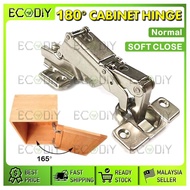 ECODIY 180 Degree Soft Close Cabinet Door Hinge 35mm Diameter for Kitchen Cabinet Cupboard (180^ Hinge) Engsel Perab