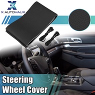 X AUTOHAUX Hand Sewn Steering Wheel Cover Stitch with Needle and Thread Universal Fit 13.8-14.4 Inch