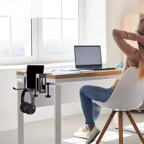 Laptop Desk Holder Adjustable Vertical Laptop Stand Desk Side Storage Multifunctional Desk Laptop St