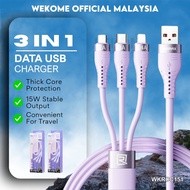 REMAX Cabel 3 In 1 Multi Data Cable Type C Fast Charging 3A Wayar Micro USB Kabel Charger USBC Andro