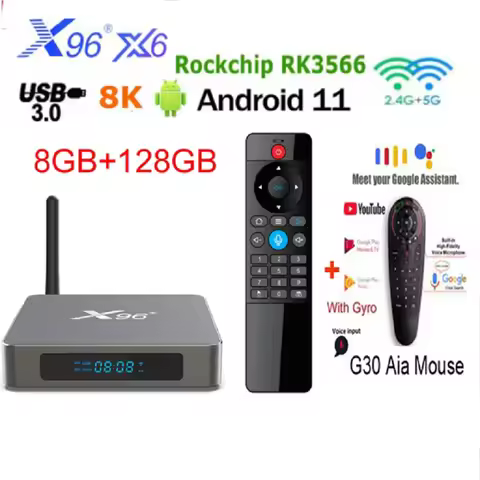 X96 X6 Android 11 Smsrt TV BOX Rockchip RK3566 8G 64G 4G 32G 4K 8K 1000M Voice Assistant Receiver 2.