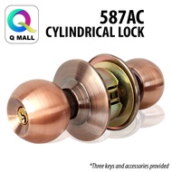 Q MALL HIGH SECURITY SILVER CYLINDRICAL DOOR LOCK KUNCI PINTU 587SS (silver) / 587AC (brown)