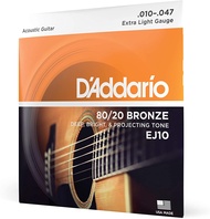 D'Addario EJ10 Bronze Acoustic Guitar Strings, Extra Light, 10-47