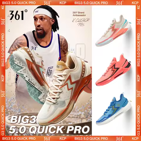 361 Degrees BIG3 5.0 Quick Pro Men Basketball Shoes Cushioning Lightweight Breathable Stable Flexibl