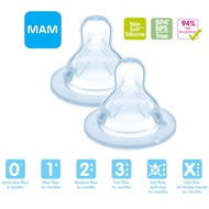 MAM Replacement Skin Soft Silicone Teats / Puting Susu MAM / Puting Size 0 / 1 / 2 / 3 / X / Spill-F