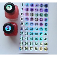 Paint bottle sticker number 1-120 1-300 sticker number